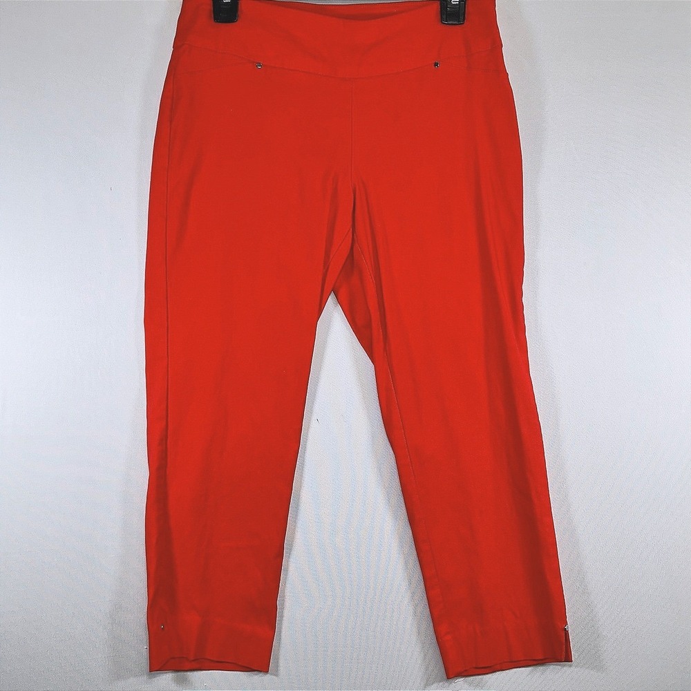 Cato Red Mid Rise Stretch Ankle Pants Career Business Casual Pull On Trousers
